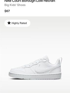 Nike Kids Court Borough Low Recraft White Low-Top Leather Sneakers